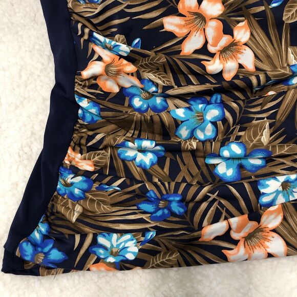 Lands End Womens 20W Tankini Swim Top Blue Floral Bandeau Padded Built-In-Bra - Picture 4 of 10